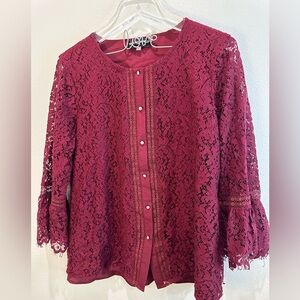 Karl Lagerfeld see thru sleeve blouse EUC